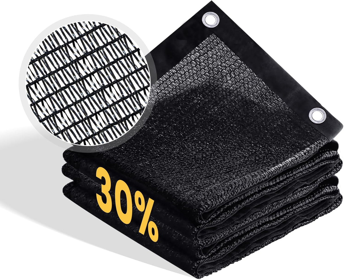 VICLLAX 30% Shade Cloth, 7x11FT Durable Black Mesh Trap with Every 3 FT Grommet, Sun Shade Fabric Netting for for Plants Cover, Greenhouse, Chicken Coop, Barn Kennel, Garden Patio