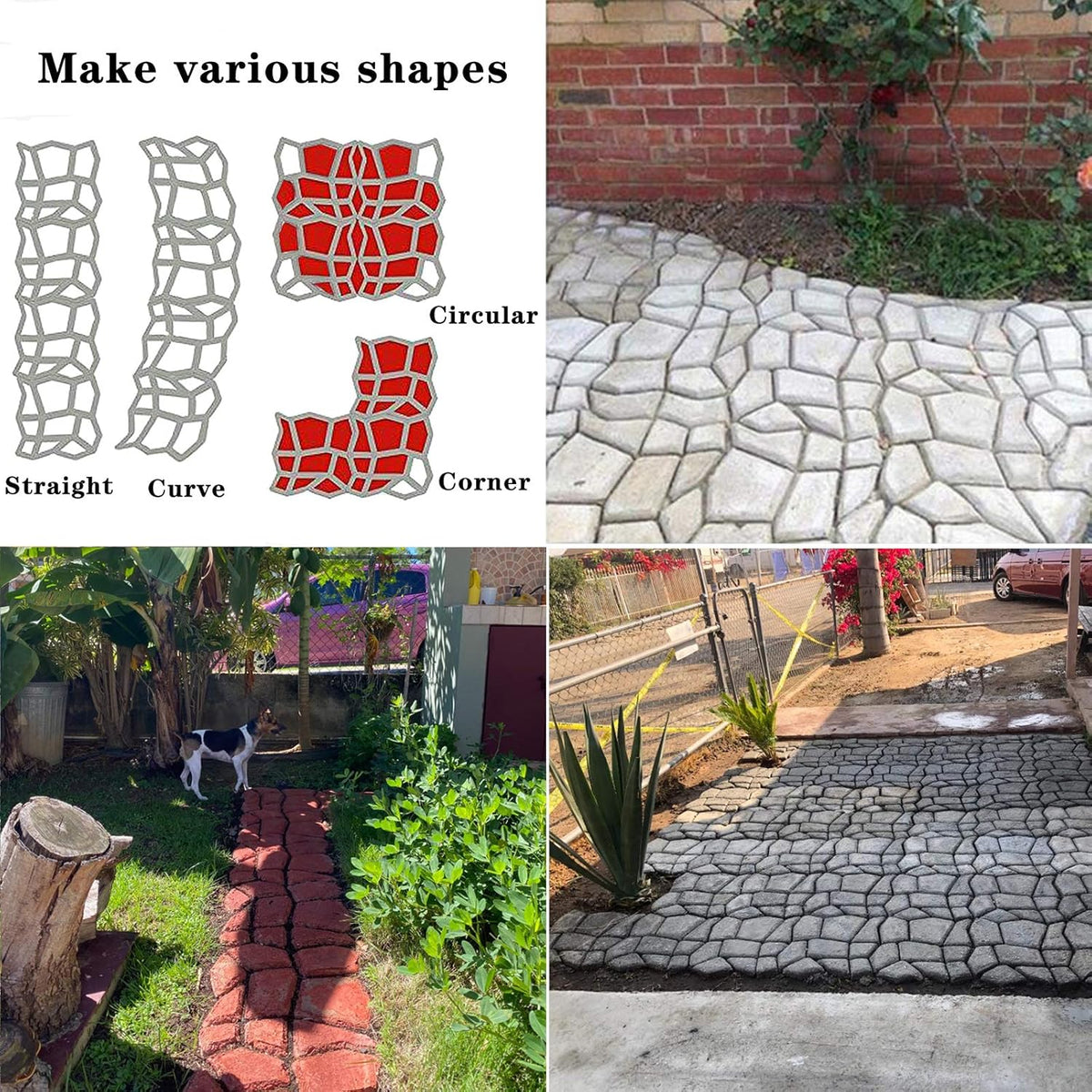 Walk Path Maker, Pathmate Stone Mold Paving Pavement Concrete Molds Stepping Stone Paver Walk Way Cement Molds for Patio, Lawn & Garden(4 Packs 13 x 13 x 1.4 inch)
