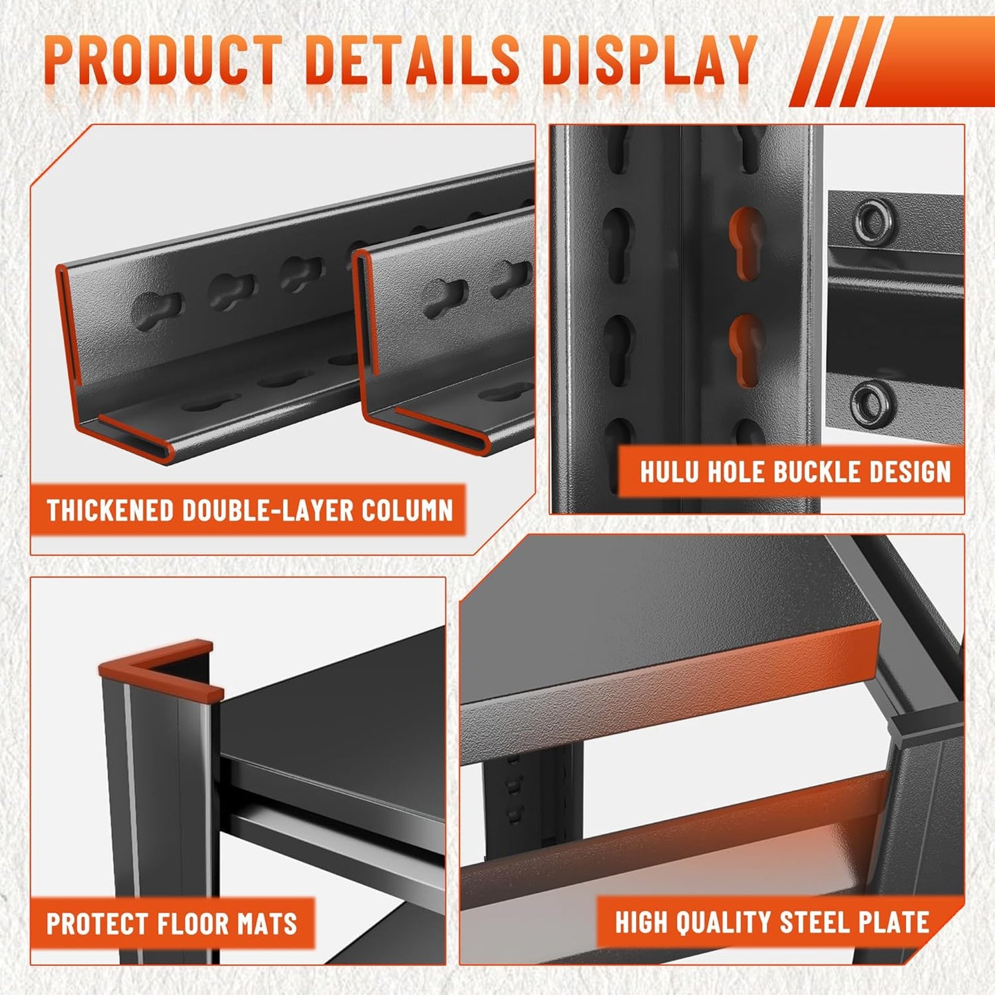 Heavy Duty 4-Tier Steel Shelving Unit, 2000LB Capacity Adjustable Storage Rack for Garage, Warehouse & Basement, Easy Tool-Free Assembly（54.3''H x 39.4W x 15.7''D）