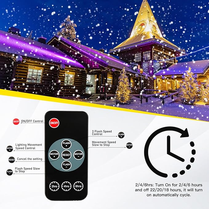 Christmas Snowfall Projector Lights, Indoor Outdoor Holiday Lights with Remote Control, White Snow for Halloween Xmas Party Wedding Garden Landscape Decoration(Snow Spots)