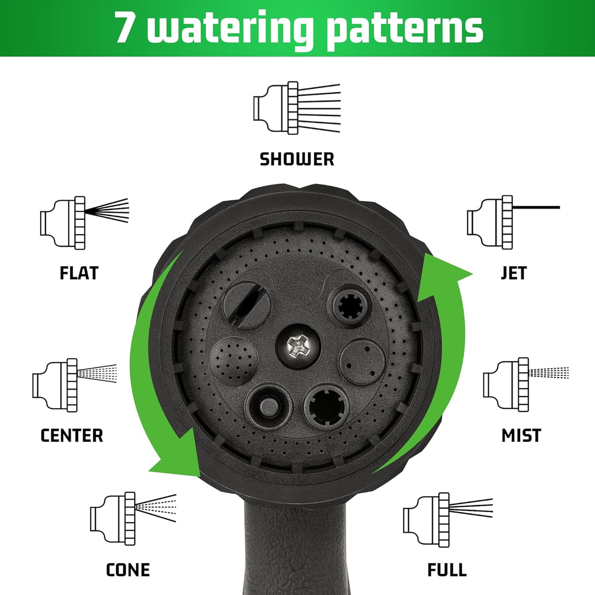 NEXCOVER Garden Hose Nozzle Sprayer - 7 Adjustable Watering Patterns Nozzle for Water Hose, Non-Slip Garden Spray Nozzle Hose Attachment for Car Washing, Watering Plants, Pets Showering,Lawns Cleaning