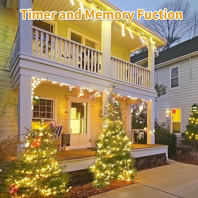 Christmas Light 1000 LEDs 336ft Green Cable Wire Fairy String Tree Twinkle Lights Plug in 12 Modes for, Outdoor, Garden, Wedding, Christmas Party, Home Decoration (Warm White)