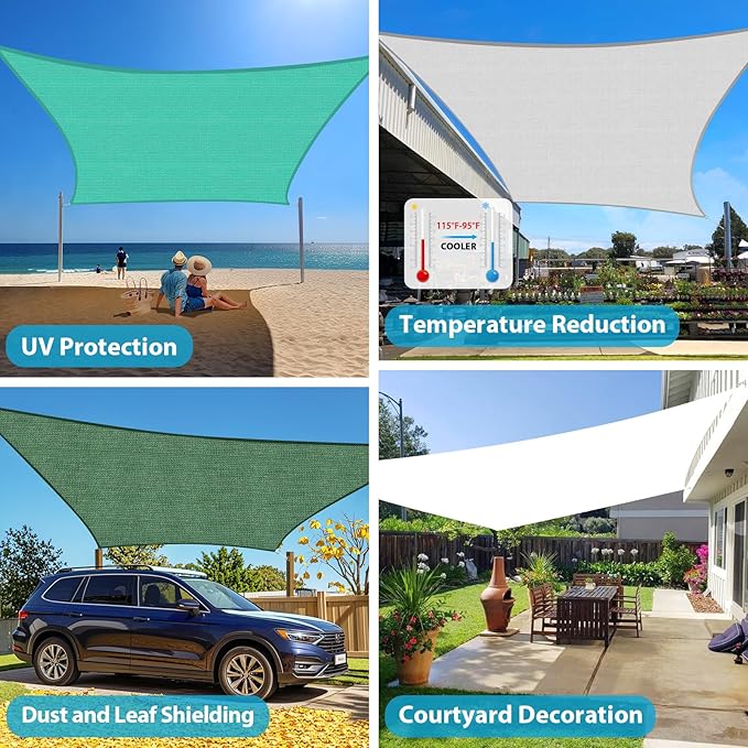 Amagenix Sun Shade Sail 15'X24' Curved Edge Outdoor Shade Canopy Mocha Breathable 95% UV Block Shade Cloth for Patio Garden Backyard (We Make Custom Size)