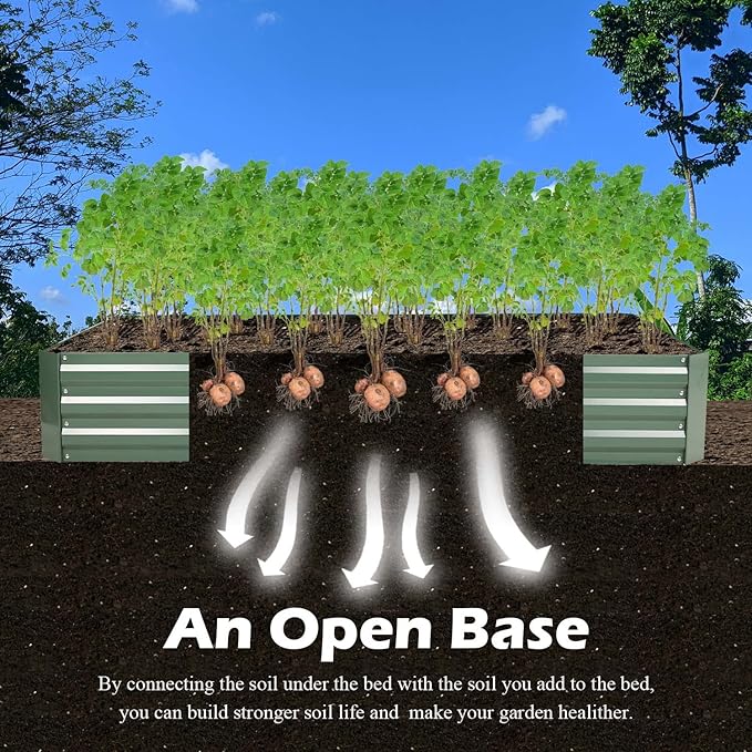 Aoodor 6 x 3 x 1 ft Outdoor Raised Garden Bed, Reinforced Galvanized Steel Planter Box for Vegetables, Fruits, Flowers, and Herbs