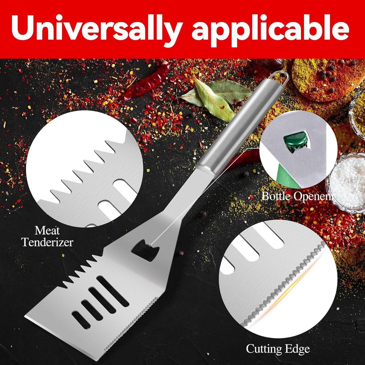 Supernal 110PCS Large Grilling Accessories,BBQ Accessories Heavy Duty Stainless Steel BBQ Grill Tools Set-Spatula,Tongs,Cleaning Brush & Meat Claws for Grills Outdoor Cooking,Gifts for Men Dad