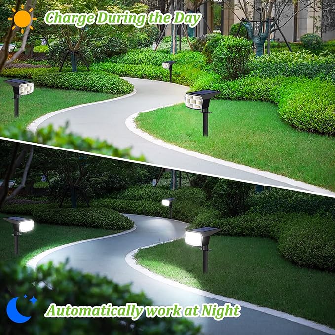 8-Pack Solar Spot Lights Outdoor, 59 LED Solar Lights Outdoor Waterproof, Outdoor Solar Lights for Yard with 3 Lighting Modes, Landscape Spotlights for Garden Pathway Driveway Walkway