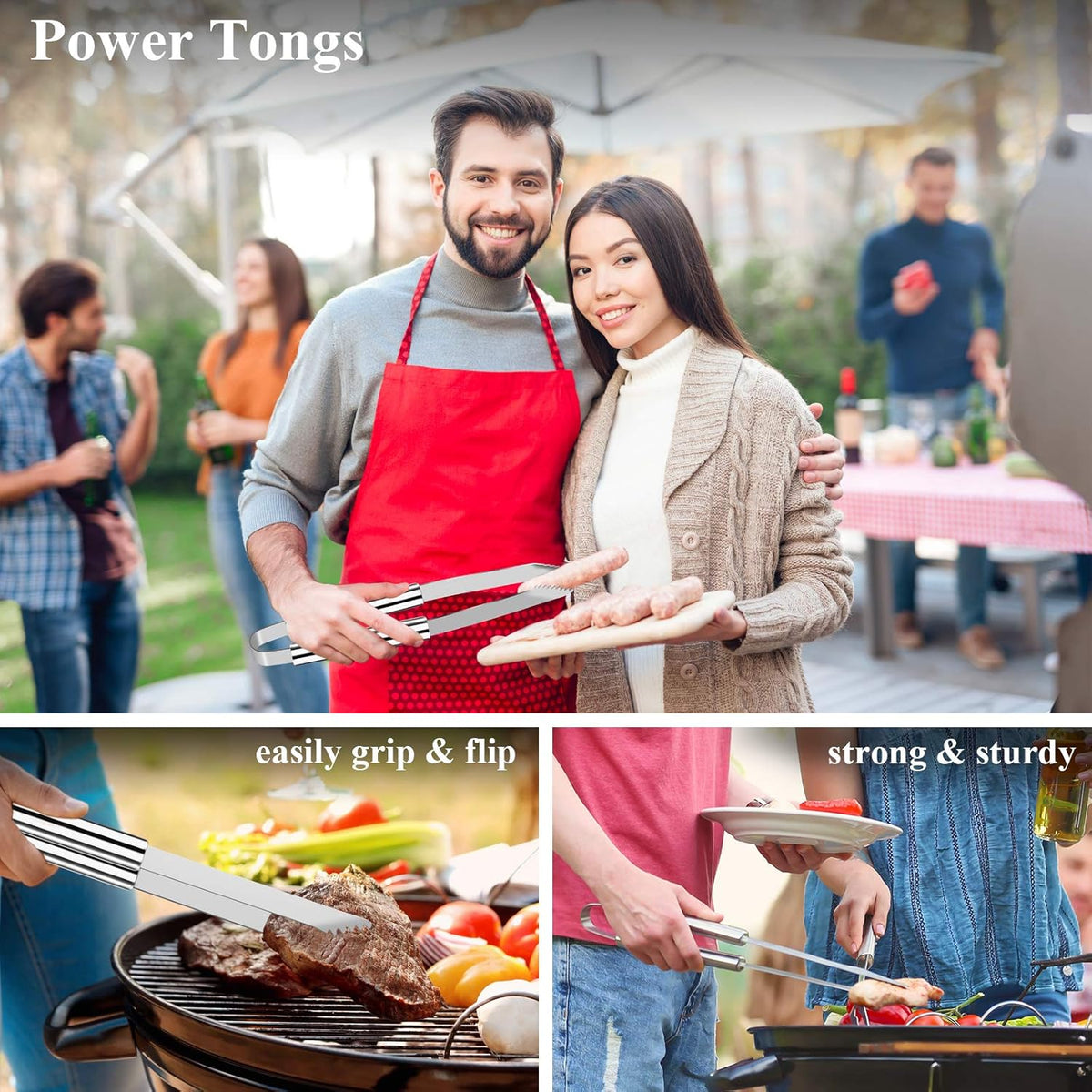 ROMANTICIST 25pcs Extra Thick BBQ Grill Accessories, Fathers Day Grilling Gifts Set for Men Dad, Heavy Duty Grill Tools Utensils Kit with Spatula, Tongs in Aluminum Case for Birthday Silver