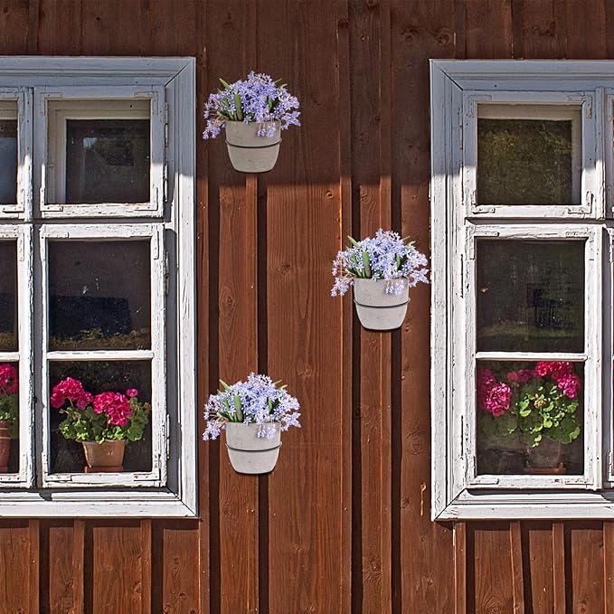6 Pack 4 Inch Wall Flower Pot Holder Ring Plant Hanger, Metal Planter Hooks Wall Mounted Bracket Heavy Duty for Outdoor Indoor
