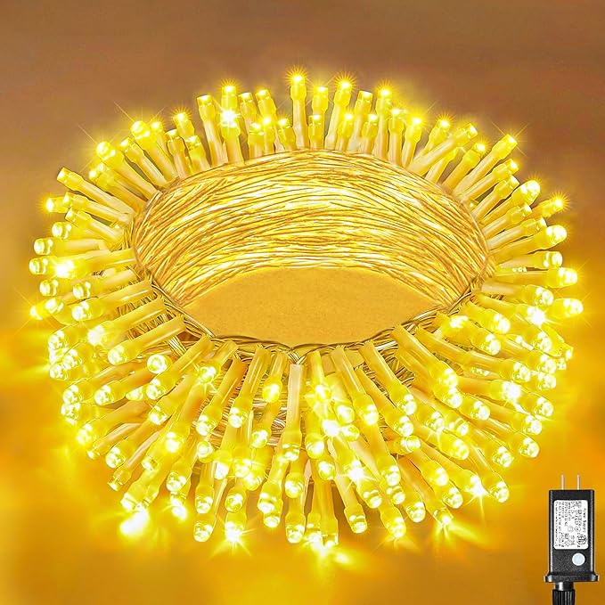 66ft 200 LED String Lights Indoor Clear Wire, 8 Modes Warm White Christmas String Lights Plug in Fairy Lights for Bedroom, Waterproof Twinkle Light for Classroom Tree Holiday Christmas Decorations