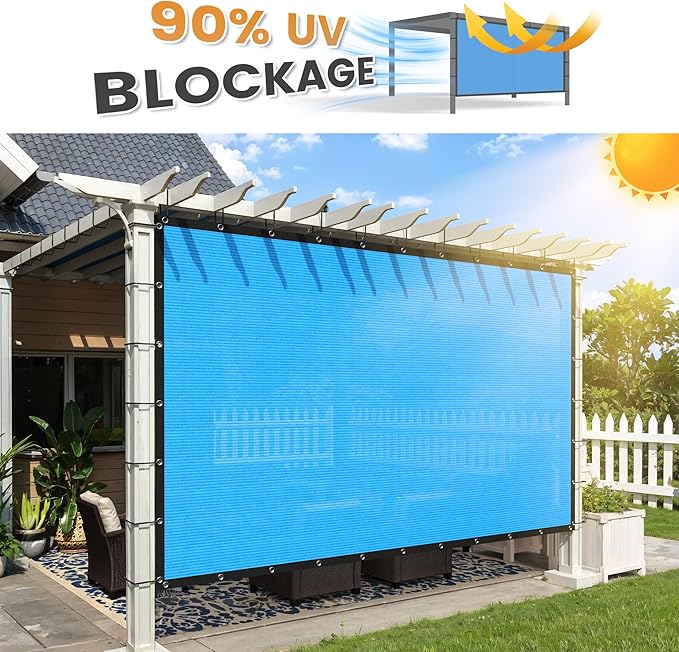 VICLLAX Shade Fabric Sun Shade Cloth with Every 2 FT Grommets for Patio Garden Pergola Cover Canopy 11x20 FT, Mixed Turquoise