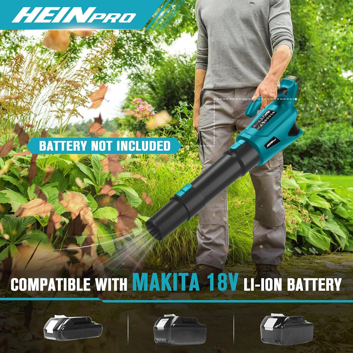 Cordless Leaf Blower Up to 500CFM Compatible with Makita 18V Battery (Tool Only), Electric Leaf Blower Cordless with 5 Speed Modes, Handheld Battery Powered Leaf Blowers for Lawn Care