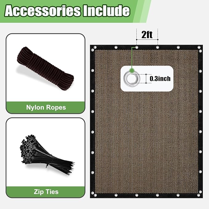 Outdoor 90% Sun Shade Cloth with Grommets, 8 X 13 FT Pergola Shade Cover for Garden Patio Carport Kennel Swimming Pool, Mocha (We Make Custom Size)