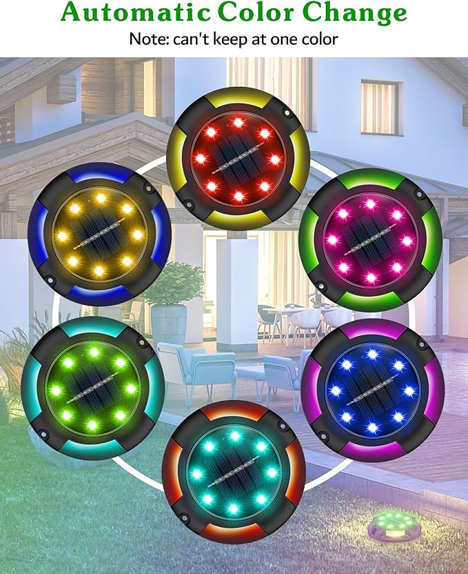 Biling Solar Pathway Lights Outdoor Uplight Sidelight, 8 Packs Multi Color Solar Ground Lights Walkway Lights Waterproof Solar Deck Lights for Yard Walkway Garden Halloween Decorations
