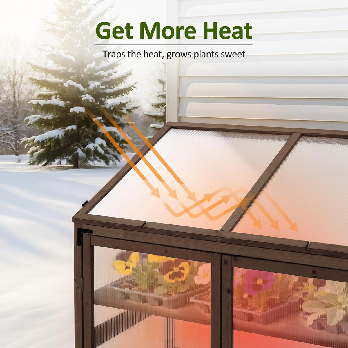 Macrout Cold Frame Greenhouse, Large Wooden Greenhouse Cabinet, Garden Cold Frame with Adjustable Shelves for Outdoor Indoor Use, 1344 (Brown)