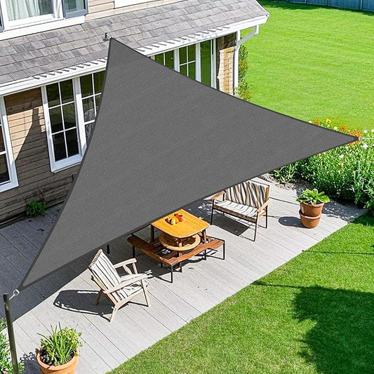 Amagenix Sun Shade Sail 5'X5'X5' Curved Edge Outdoor Shade Canopy Dark Grey Breathable 95% UV Block Shade Cloth for Patio Garden Backyard (We Make Custom Size)