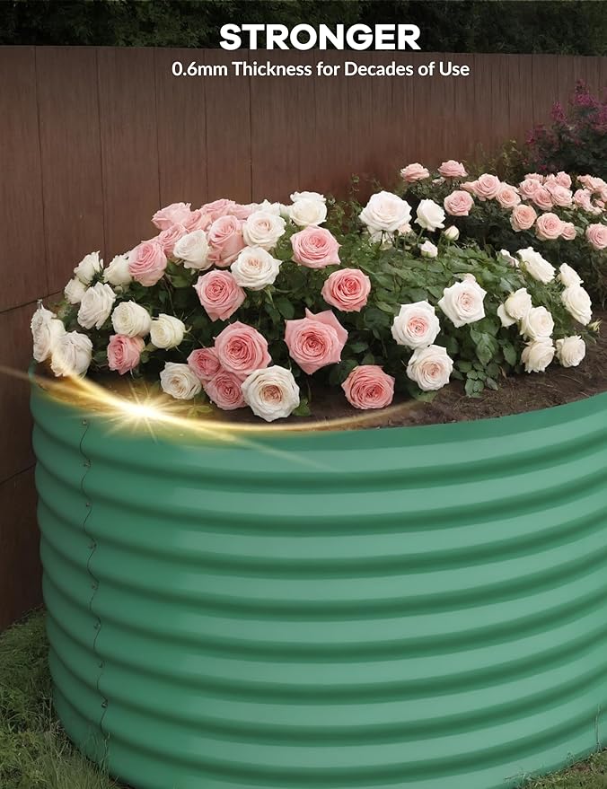 8x4x2ft Raised Garden Bed,Galvanized Raised Planter Boxes Outdoor with Easy Assembly, Large Garden Bed for Vegetables, Fruits, Flower,Raised Garden Bed,Green