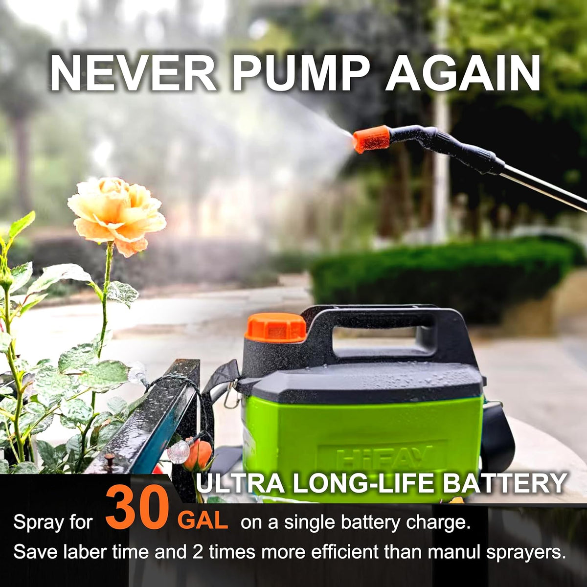ES4-PRO Electric Sprayer 1 Gallon Built-in 4000mAh,Rechargeable Battery Powered Sprayer with Telescopic Wand,Plant Mister,Kitchen Cleaning,Indoor Watering Can for Plants (Green)