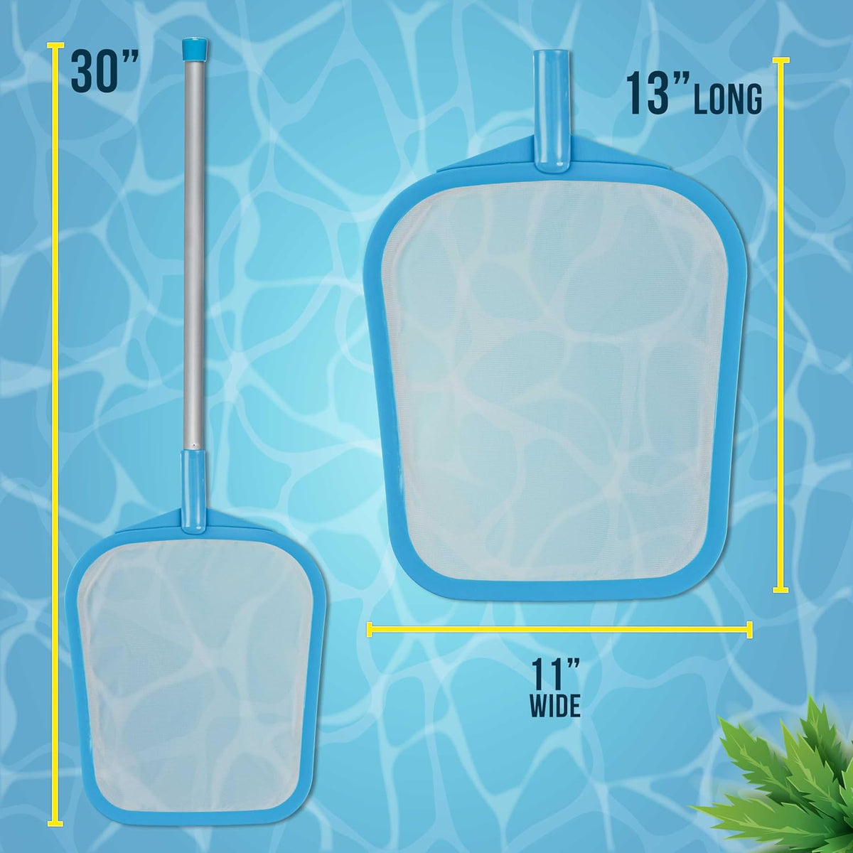 U.S. Pool Supply Pool Skimmer Net with Pole, Handheld Ultra Fine Mesh Pool Skimmer Net - Hand Held Spa, Hot Tub, Pond Cleaning - 17" Pole, Leaf Netting, Scoop Skim Leaves & Debris, Clean Water Surface
