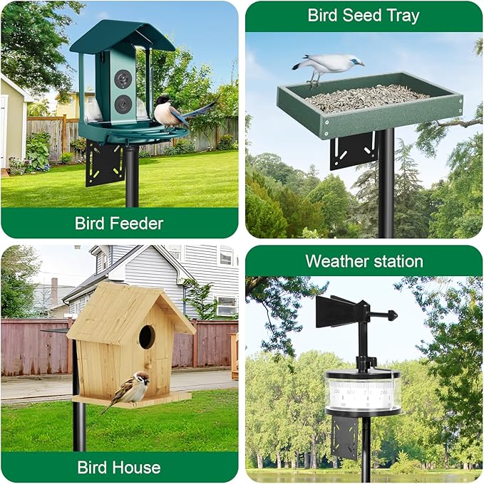 Bird Feeder Pole, 76in Adjustable Bird House Pole for Outdoors, Heavy Duty Smart Feeder Pole Mount Kit for Feeders, Birdhouse, Weather Station, Birdwatching