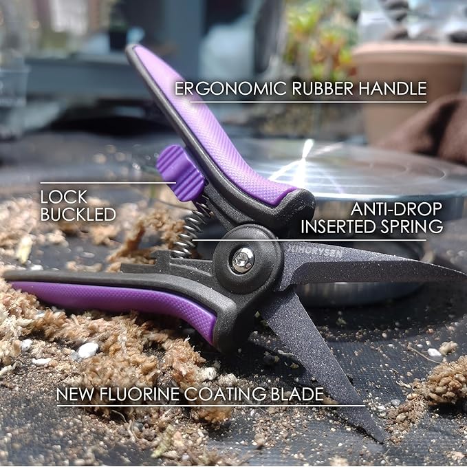 Bud Trimming Scissors Non-stick Resin Resist Blade Micro-Tip Garden Snips 6" Fluorine Coating Garden Scissors Pruning Shear Precision Leaf Stem Sharp Snips Effort-saving