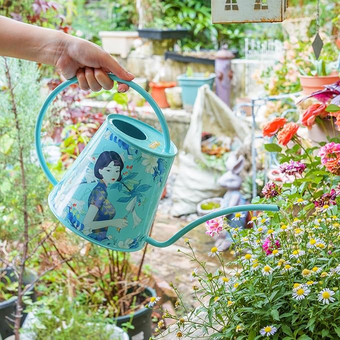 Berry&Bird House Plants Watering Can - Indoor & Outdoor 1/2 Gallon Stainless Steel Water Can with Long Spout Garden Decoration for Flower Bonsai Succulent Gardening Large Water Bottle (2L, Magnolia)