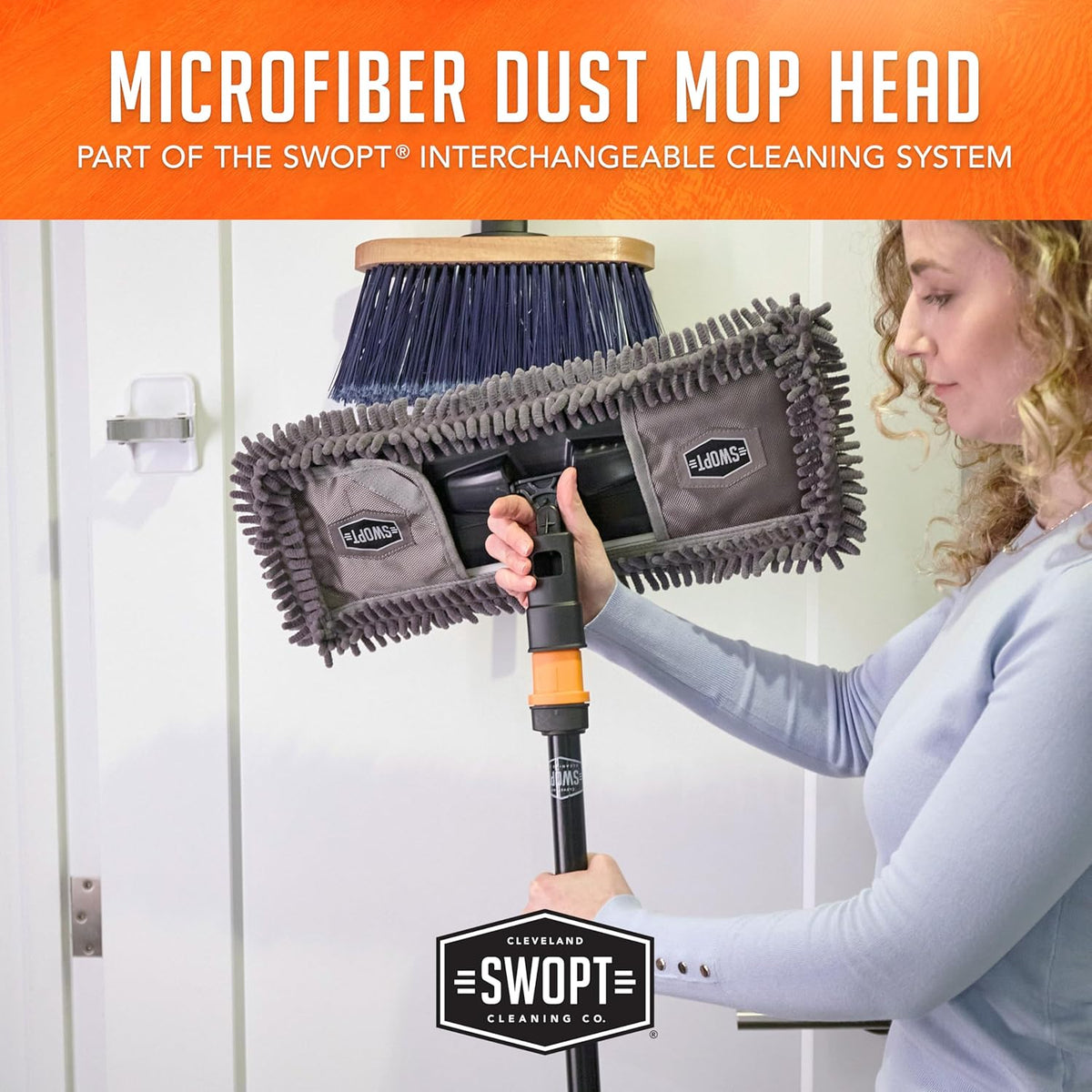SWOPT 18” Microfiber Dust Mop Head with Refill – Microfiber Mop Head for Use on Wood, Laminate and Tile Floors, Lint Free Cleaning – 5102C6