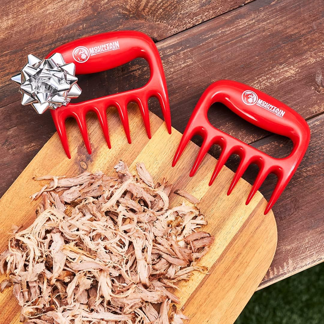 Mountain Grillers Bear Claws Meat Shredder - Durable Meat Claws For Shredding Pulled Pork, Chicken, Beef - Heat-Resistant BBQ Meat Claws For Grilling And Smoking - Ergonomic Handle - 2 Pack, Red