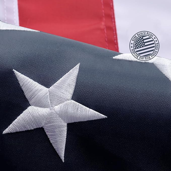 American Flag 4x6 Ft, Outdoor Premium US Flags, Heavy Duty Durable, 420D Oxford Nylon, Embroidered Stars, Brass Grommets