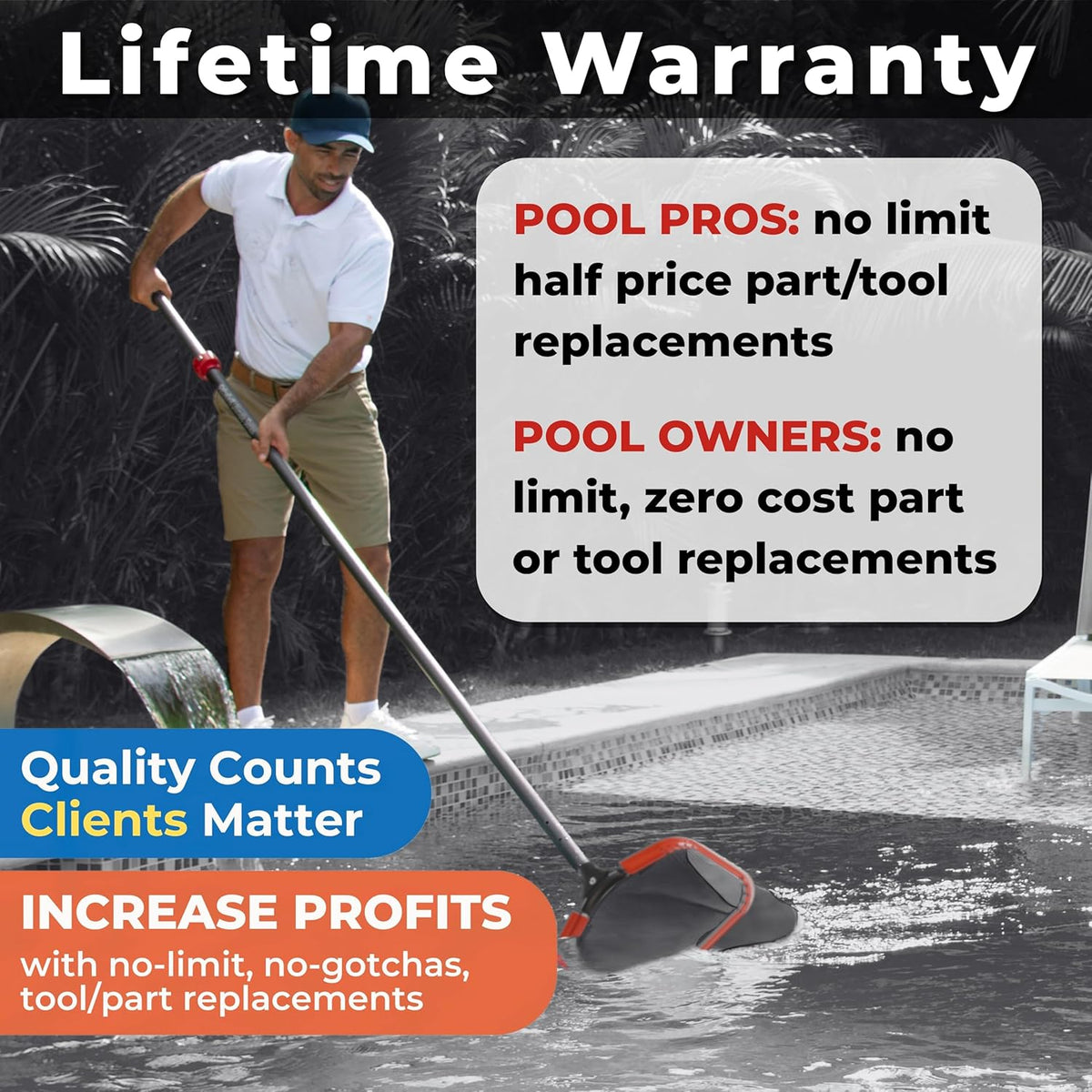 ProTuff Silt & Leaf Rake Bundle - Unlimited Free Replacements - 2-Items: 23 Inch Medium & 17 inch Fine Mesh Pool Cleaner for Sand, Silt, Pollen, Leaves & Twigs - Nearly 24 & 18 inch