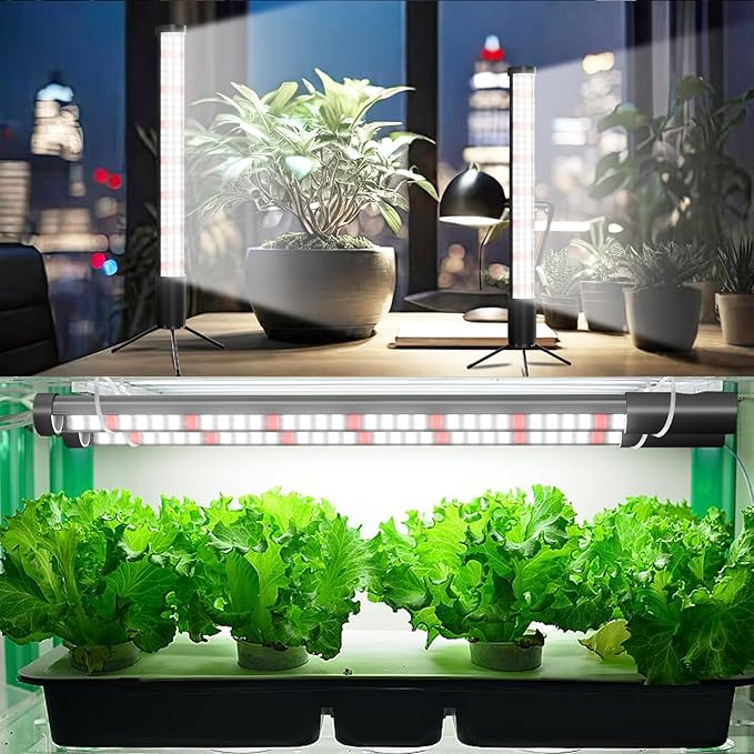 2-Pack, T10 Vertical Grow Light, 6000K Full Spectrum Desktop Plant Light 18.9",Hung or Stood, with 3 Modes & 5 Dimming Levels, Suitable Small & Medium Plants Indoors, Auto On Off Timing 4/8/12/18Hrs