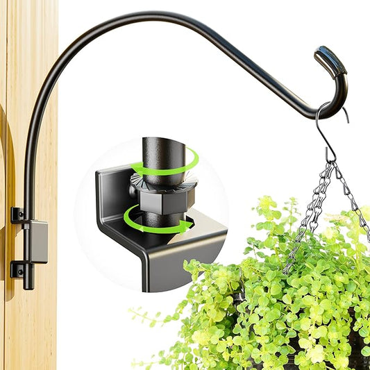 16 Inch Swivel Plant Hanger: Heavy Duty Hook for Bird Feeder, Plant, Flower Basket, Lantern, Wind Chime & More - Versatile Hanging Brackets Outdoor/Indoor Use Up to 22LB