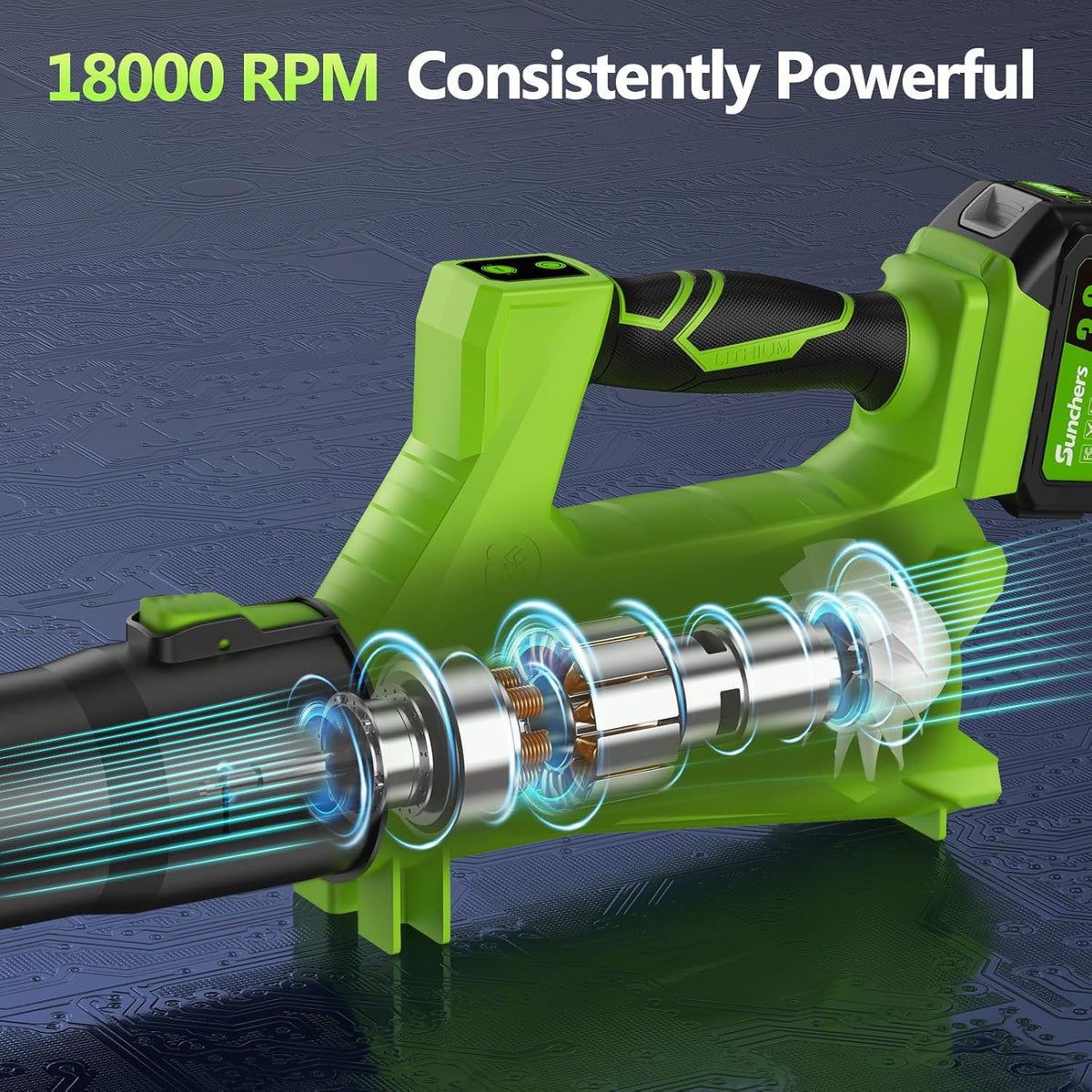 Electric Leaf Blower Cordless with 2 3.0Ah Battery and Charger, 2 Speed Mode 650CFM 280MPH Patio Tools with 2 Tubes, 20V Battery Powered Leaf Cleaner Handheld Blowers for Lawn Care, Dust, Leaves, Yard