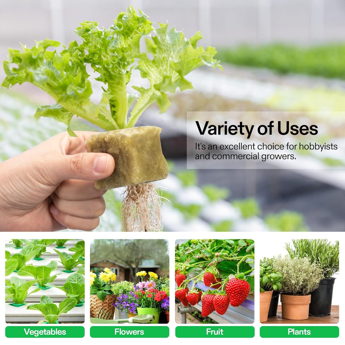 VIVOSUN 1.6" Rockwool Cubes, 112 Plugs Stonewool Starter Grow Cubes for Cuttings, Cloning, Plant Propagation, Seed Starting, Hydroponic Grow Media for Vigorous Plant Growth, 4 Sheets of 112 Plugs