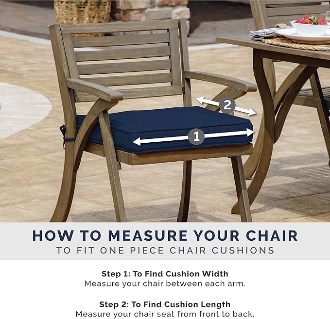 Arden Selections Outdoor Seat Cushion, 19 x 19, Rain-Proof, Fade Resistant 19 x 19, Sapphire Blue Leala (Pack of 4)