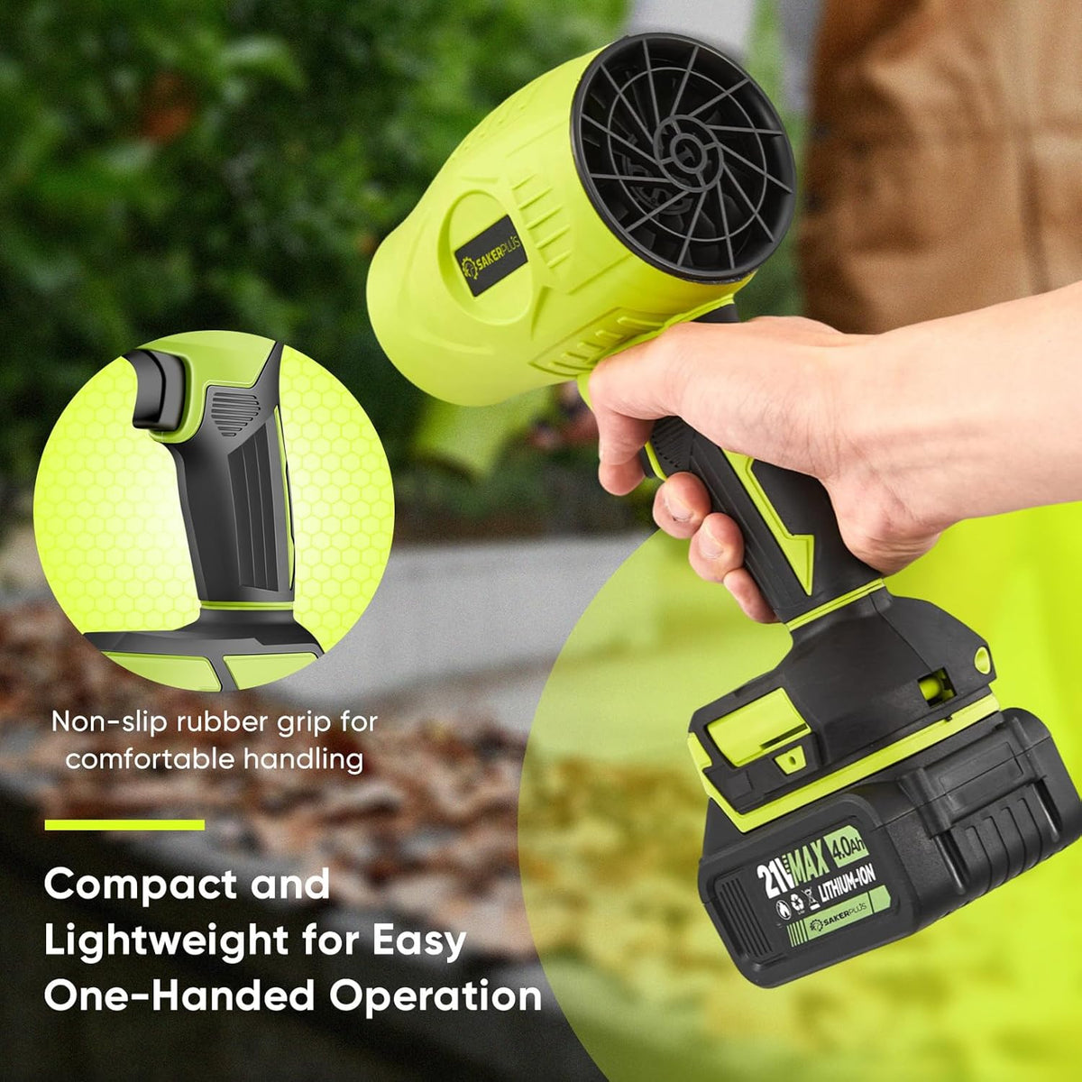 Portable Dust Cleaner, Blower Leaf Blower Cordless, Handheld Blower, Hand Blowers for Lawn Care, Patio Cleaning, 4.0Ah Battery, Charger Included (2 Battery with Storage Case)