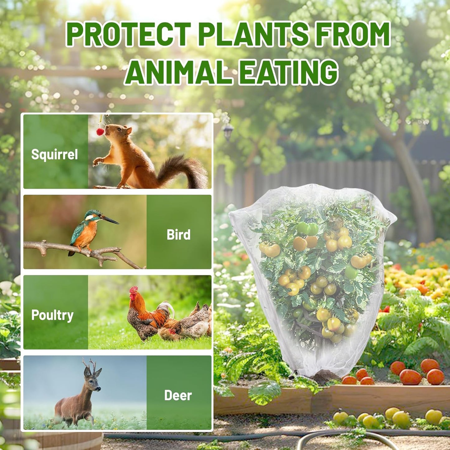 2 Pack Fruit Tree Netting Bags with Zipper and Drawstring, 4 x 5ft Ultra Fine Mesh Garden Netting Plant Cover, Bird Netting for Blueberry Bushes, Fruit Trees, Flowers (White, 4 x 5 ft)