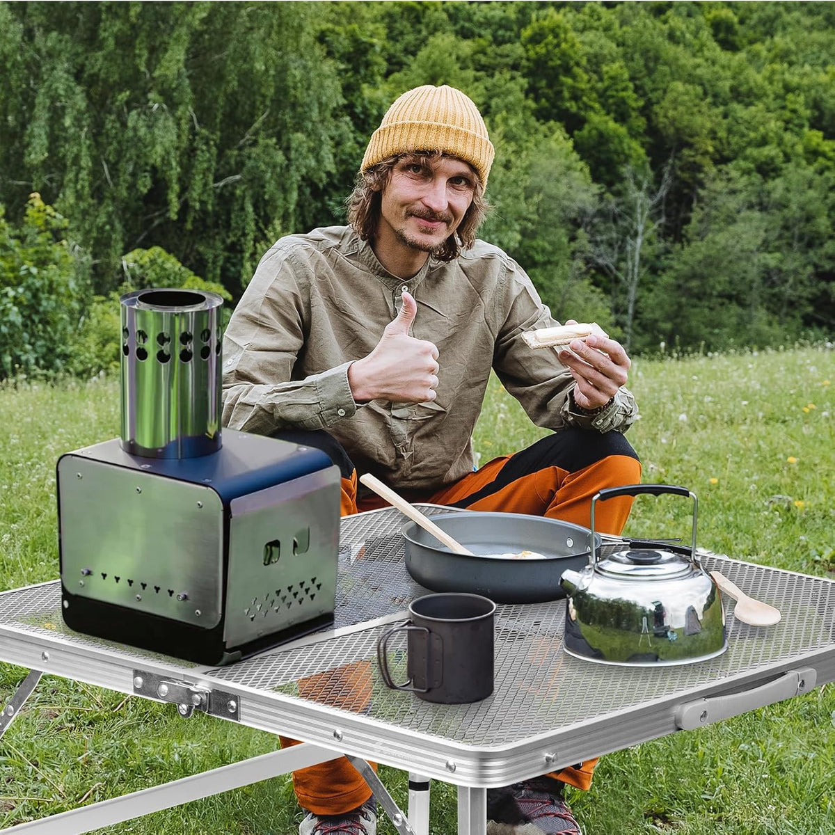 Square Folding Table, Easy for Storage, Compact and Portable Picnic Table for Grill, Outdoor Camping, Garden, Patio, Dining, BBQ, Party, Market and Card Table, 27.2 L × 27.2W inches