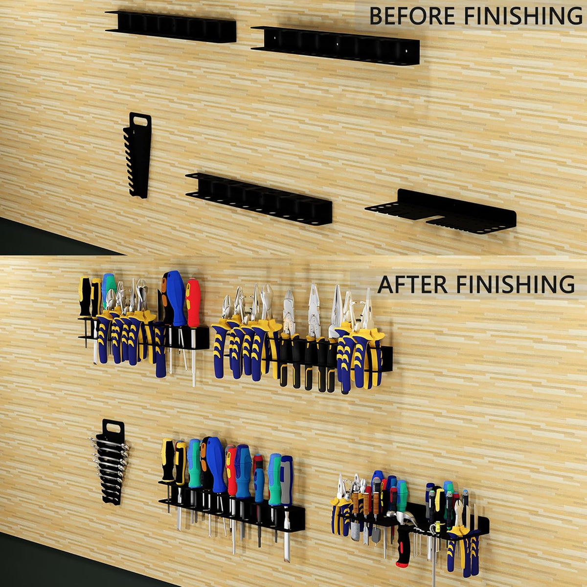 Screwdriver Organizer, Pliers Rack, Hammer Holder, Heavy Duty Wall Mounted Tool Storage Rack, Hand Tools Organizer, Metal Organizer for Garage Workshop, Garage Tool Organizer Wall Mount，15.75 Inch