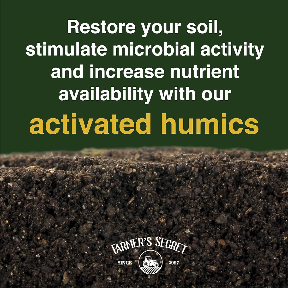 Farmer’s Secret Soil Revitalizer (32oz) - Organic (OMRI Listed) Dirt Health Booster - Liquid Compost Soil Amendment - Activated Humic Acid - Great for Fall Application