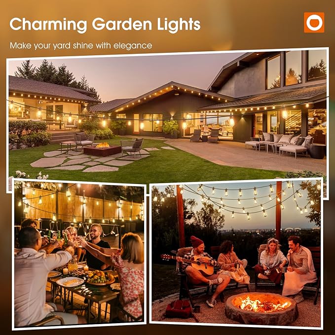 addlon 72FT(2-Pack*36FT) LED Outdoor String Lights with 24 Edison Vintage Shatterproof Bulbs, Commercial Grade Patio Lights, IP65 Waterproof for Balcony, Backyard and Garden, Warm White