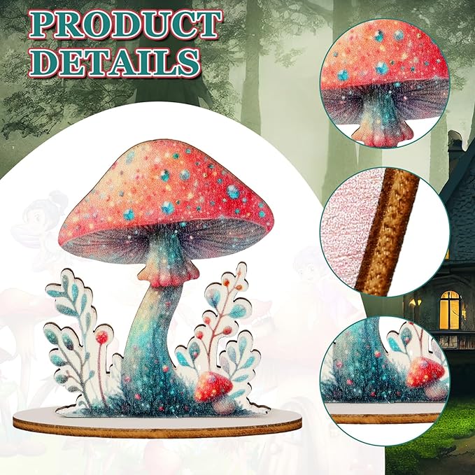 16 Pcs Fairy Party Decorations Wooden Fairies Centerpieces Table Topper Vintage Fairies Mushroom Butterfly Decorations for Home Table Woodland Forest Birthday Party Decor