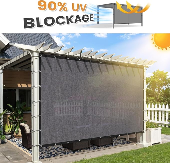 VICLLAX Shade Fabric Sun Shade Cloth with Every 2 FT Grommets for Patio Garden Pergola Cover Canopy 6x15 FT, Grey