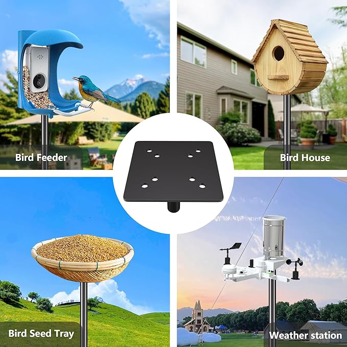 Bird Feeder Pole Stand,95 Inch Bird House Pole for Outdoors Heavy Duty,5 Base Prongs Adjustable Birds Feeder Stand for House