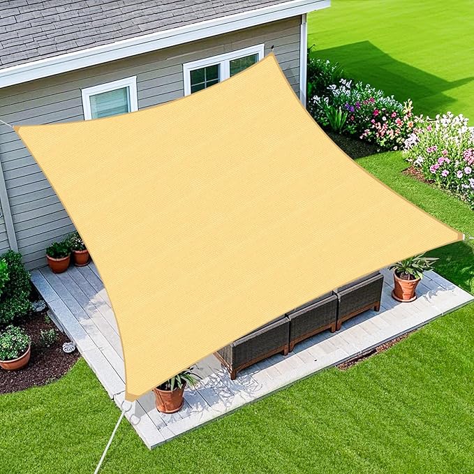 Amagenix Sun Shade Sail 5X9 Curved Edge Outdoor Shade Canopy Sand Breathable 95% UV Block Shade Cloth for Patio Garden Backyard (We Make Custom Size)