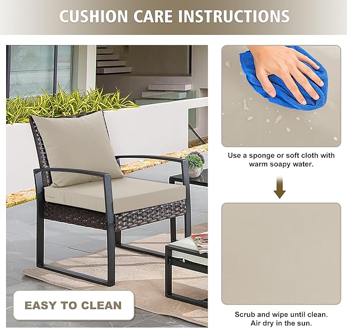 24x24 Inch Outdoor Cushions for Patio Furniture Set of 2, Waterproof Outdoor Chair Cushions w/Fade-Resistant, Removable & Machine-Washable Covers, Deep Seat Sofa/Couch Pad Replacement, Cream