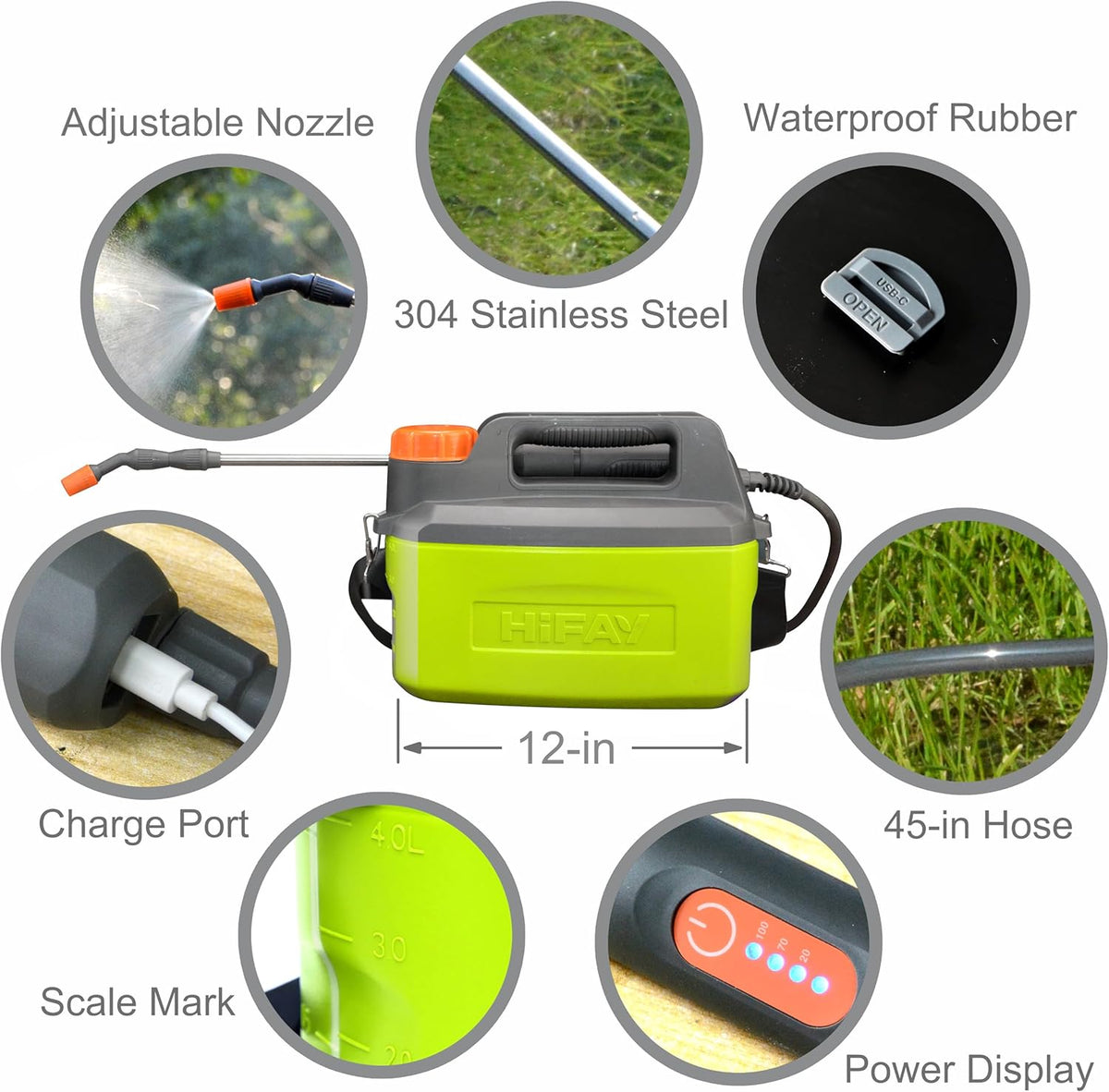 ES4-PRO Electric Sprayer 1 Gallon Built-in 4000mAh,Rechargeable Battery Powered Sprayer with Telescopic Wand,Plant Mister,Kitchen Cleaning,Indoor Watering Can for Plants (Green)