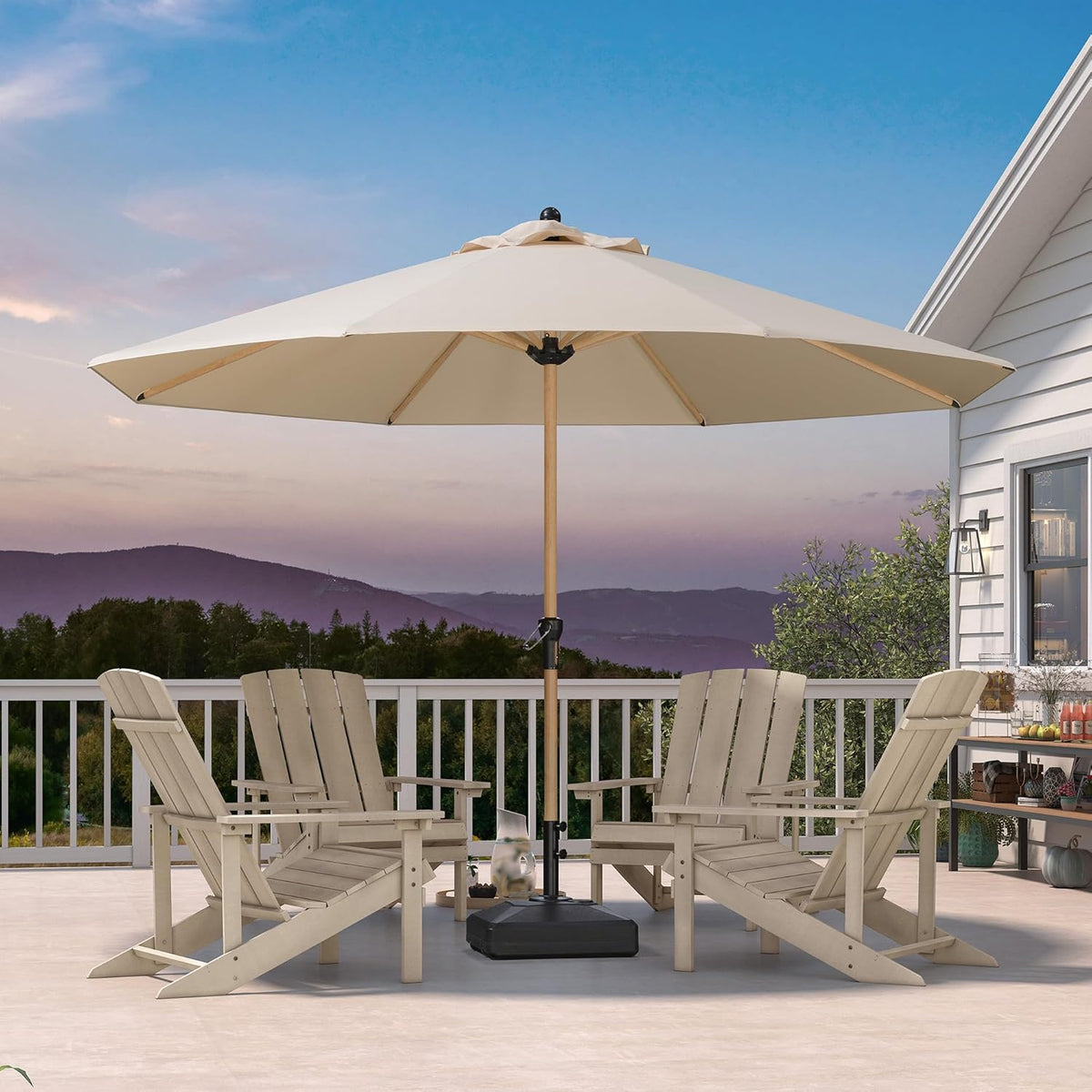 PURPLE LEAF 11 Feet Patio Umbrella Outdoor Table Umbrella Round Aluminum Market Umbrella with 8 Sturdy Ribs & Crank Commercial Outdoor Umbrellas for Garden Deck Patio, Beige