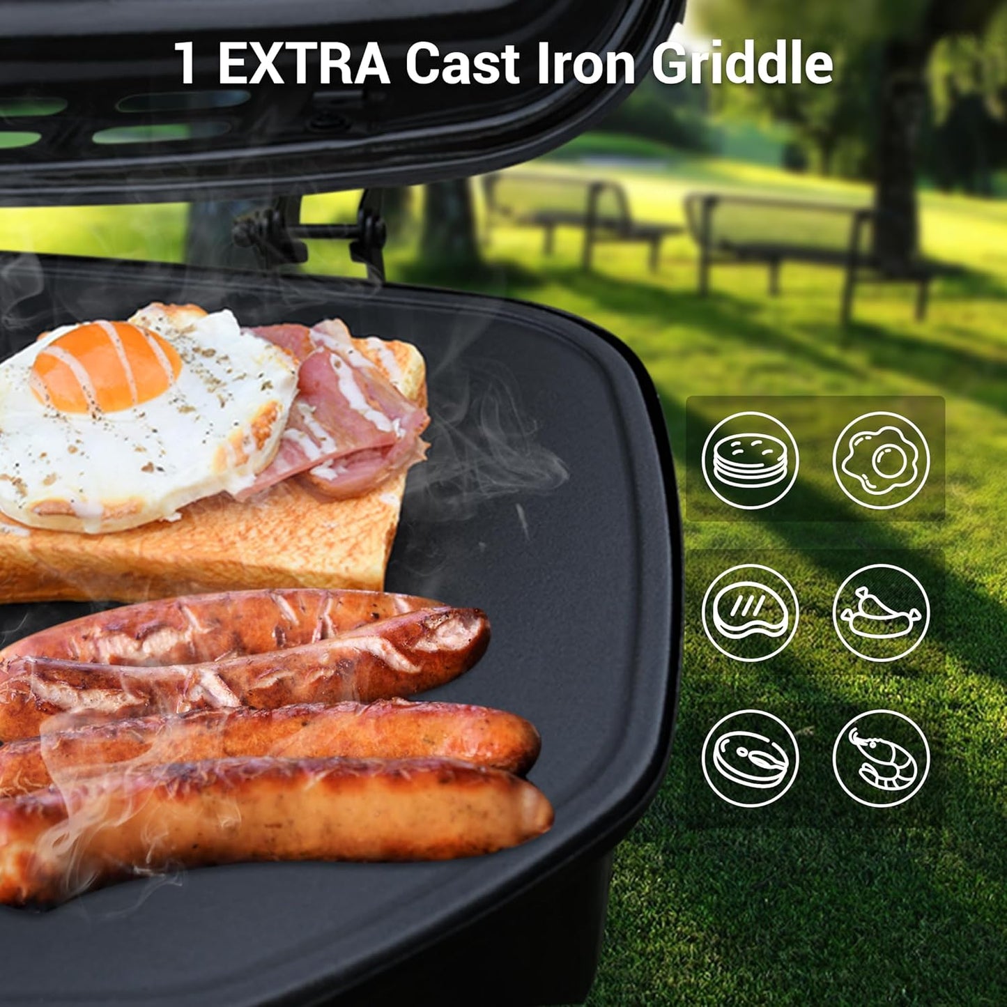 Brand-Man Propane Gas Grill, Portable Standup Grill with Folding Cart & Push-Button Ignition, Ideal for Camping, Tailgating, BBQ, Backyard, Patio & More