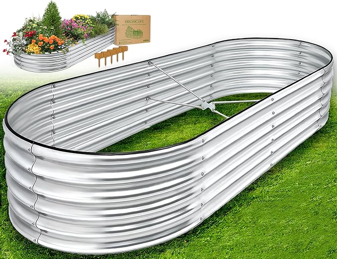 7x3x1.4ft Galvanized Raised Garden Bed, Upgraded with X-Shaped Support Rods, Large Raised Garden Beds Outdoor, Raised Bed for Planting Vegetables, Flowers, Fruits