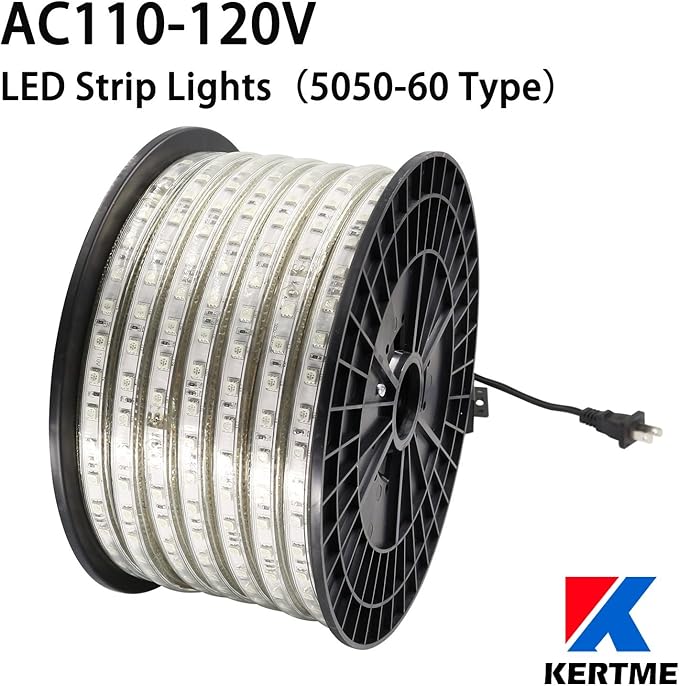 5050-60 Type AC 110-120V LED Strip Lights, Flexible/Waterproof/Dimmable/Multi-Modes LED Rope Light + 23 Keys Remote for Home/Garden/Building Decoration (131.2ft/40m, Warm White 3500K)